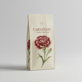 Carnation — Medium-Dark Blend coffee bag with Redouté botanical illustration